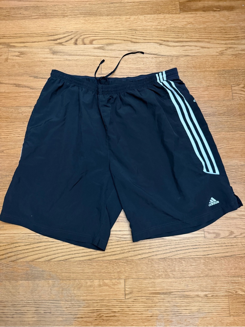 Vintage Adidas ClimaLite Men’s XL Running Shorts Black Aqua 3 Stripe Liner Remov